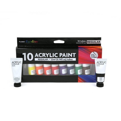 10ct Acrylic Paint Set with Brush - FLOMO