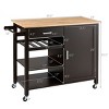 Costway 4-Tier Wood Kitchen Island Trolley Cart Storage Cabinet Brown - 2 of 4