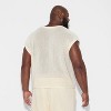 Pride Adult Boxy Oversized V-Neck Open Knit Stitch Pullover Sweater - Ivory Striped - 2 of 3