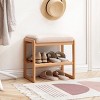 23" Shoe Storage Bench with Cushioned Seating, Solid Wood Bench with Storage Rack Organizer for Small Spaces-Baofuwish - 2 of 4