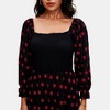 Knit & Lounge Women’s Smocked Bodice Midi Dress Long Puff Sleeves Floral Print Square Neck Ruffle Cuff - 2 of 4