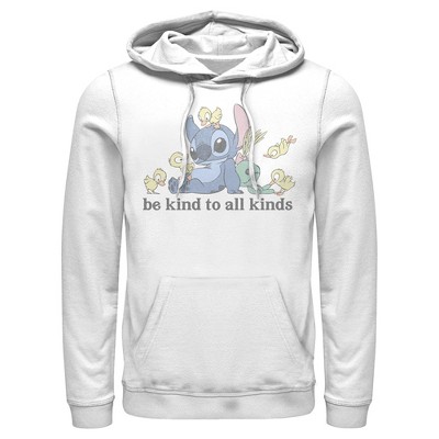 Men's Lilo & Stitch Cute and Fluffy Pull Over Hoodie - White - X Large