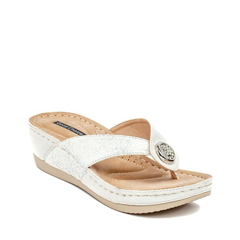 Gc Shoes Dafni Blush 10 Embellished Two-tone Comfort Slide Wedge Sandals :  Target