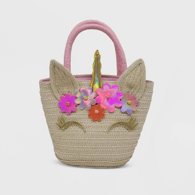 Girls' Straw Unicorn Handbag - Cat & Jack™ White