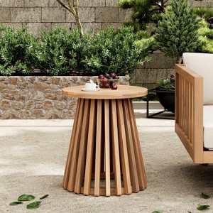Hrinhom 15.8" W Outdoor Acacia Wood Patio Side Round Coffee Table - 1 of 4