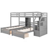 YOOCOZZ Twin Over Twin and Twin Bunk Bed & Triple Bunk Bed with Drawers, Shelves and Storage Staircase - Gray - 4 of 4