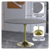 LeisureMod Verve 48" Round Dining Table, Modern Stone Top Dining Table with Brushed Gold Stainless Steel Pedestal Table Base - 2 of 4