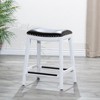 FURNIinspire Counter And Bar Stools Armless Upholstered Faux Leather Barstools, Bar Chair Without Backrest, Black And White, 17"*20.25"*26" - 4 of 4