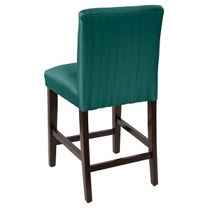 Luisa Pleated Counter Stool Teal Faux Silk - Cloth & Co., Blue Faux Silk