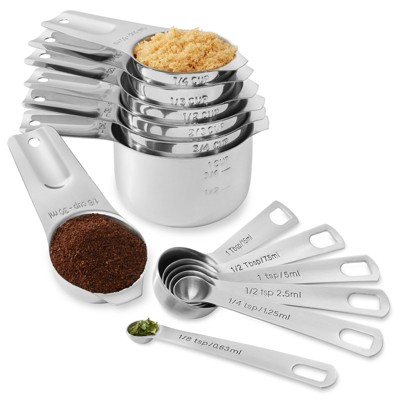 Last Confection 13-Piece Stainless Steel Measuring Spoon & Cup Set - Measurements for Spices, Cooking & Baking Ingredients