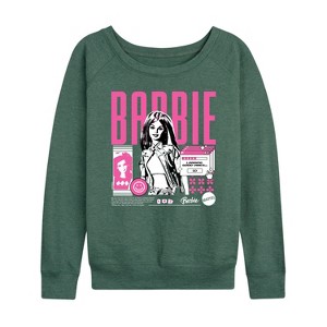 Women's - Barbie - Y2K Lightweight French Terry Wide Neck Long Sleeve Graphic Shirt - 1 of 4