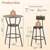 Zevemomo 3-Piece Round Bar Table and Chair Set, Small Dining Table for 2, with 2 Upholstered Stools,for Kitchen, Dining Room & Bistro-Rustic Brown - 2 of 4