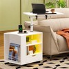 Pamapic Manufactured Wood Led Nightstand With Charging Station, Adjustable Height - 2 of 4