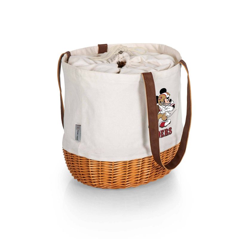 NFL San Francisco 49ers Mickey Mouse Coronado Canvas and Willow Basket Tote - Beige Canvas, 3 of 6