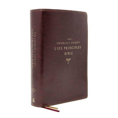 Nasb, Charles F. Stanley Life Principles Bible, 2nd Edition, Leathersoft, Burgundy, Thumb Indexed, Comfort Print - by  Thomas Nelson (Leather Bound)