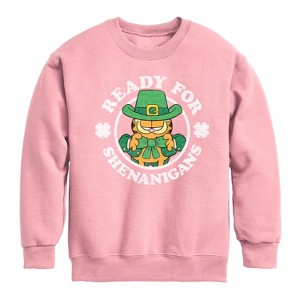 Boys' - Garfield - Ready For Shenanigans Graphic Long Sleeve Fleece Sweatshirt - 1 of 4