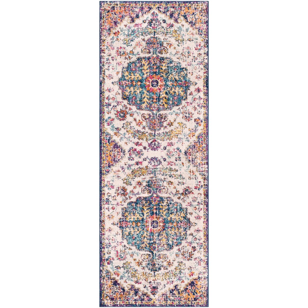 Photos - Area Rug Livabliss 2'7"x7'3" Abby Traditional Rugs Cream/Gray: Fade & Stain-Resistant Runner, Medium Pile, Indoor Use