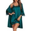 Ekouaer Sleepwear Women's Satin Nightgown with Robes Set 2 Piece Sexy Lace Cami Nightwear - 2 of 4