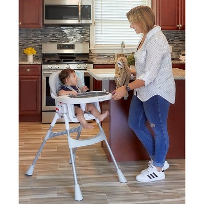 Gray and White Portable Convertible High Chair with Adjustable Tray
