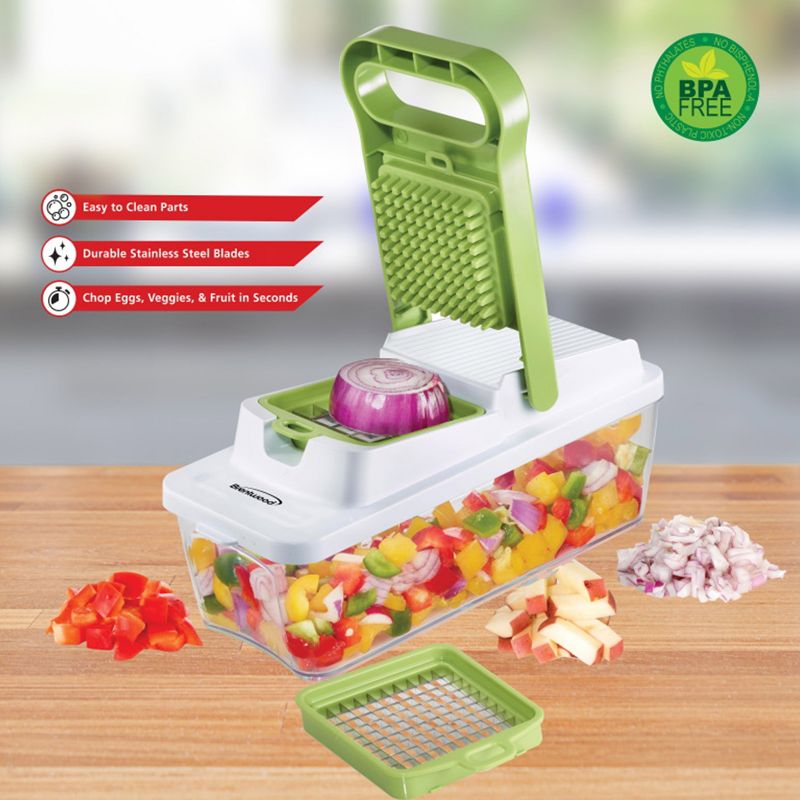 Brentwood Food Chopper and Vegetable Dicer with 6.75 Cup Storage Container in Green, 2 of 9