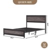 Full Size Bed Frame with Charging Station, Industrial Design Platform Bed Frame with Headboard and Metal Slated Frame - 2 of 4