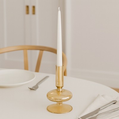 Glass Taper Candle Holder - Modern Decorative Candlestick for Home, Office, Bedroom & Living Room - Elegant Tall Contemporary Accent Decor