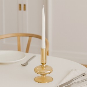 Glass Taper Candle Holder - Modern Decorative Candlestick for Home, Office, Bedroom & Living Room - Elegant Tall Contemporary Accent Decor - 1 of 4