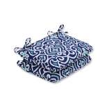 Outdoor/Indoor New Damask Blue Rounded Corners Seat Cushion Set of 2 - Pillow Perfect