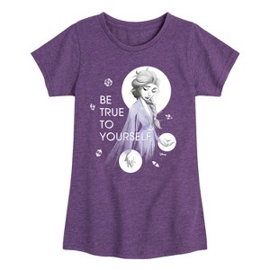 Girls' - Frozen 2 - Be True To Yourself Elsa Fitted Short Sleeve Graphic T-Shirt - 1 of 4