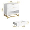 3-Drawer Dresser – Modern Wood Chest with Gold Handles, Bedside Nightstand with Storage for Closet & Bedroom - 2 of 4