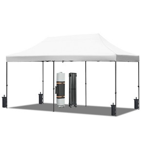 DSVIMOY 10'*20' Canopy Tent, Party Tent with 4 Sidewalls, 3 Height Adjustable, Outdoor Canopy Tent for Weddings, White, 240"*120"*132" - 1 of 4
