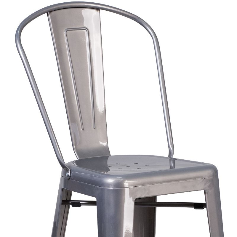 Emma and Oliver 4 Pack 30" High Clear Coated Indoor Barstool with Back, 5 of 11