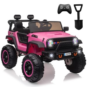 24V 2 Seater Truck Car, Kids Electric Car Toy with Remote Control, Kids Ride On Car with Pedal Tires Steering Wheel Music, Pink - 1 of 4