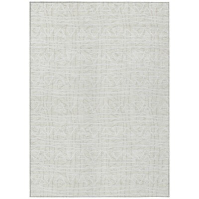 Ivory And Beige Geometric Washable Indoor Outdoor Area Rug