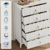 5 Drawer Dresser for Bedroom, 32"W Wooden Chest of Drawers with Metal Handles, Fluted Clothes Storage Organizer, Dresser Narrow Nightstand - 4 of 4