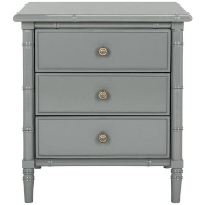 Gray Bamboo 3-Drawer Transitional Nightstand