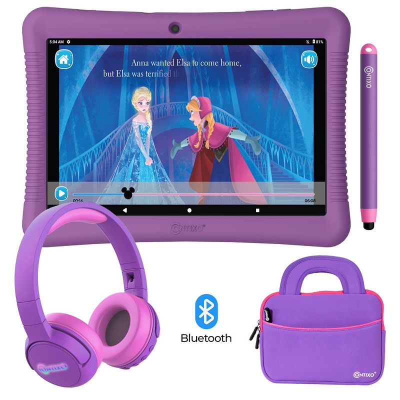 Contixo 10" Kids Tablet 64GB, Includes 80+ Disney Storybooks & Stickers, with Headphones and Bag, (2023 Model), 1 of 9