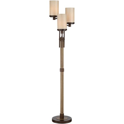 Bronze Faux Wood Multi-Head Torchiere Floor Lamp
