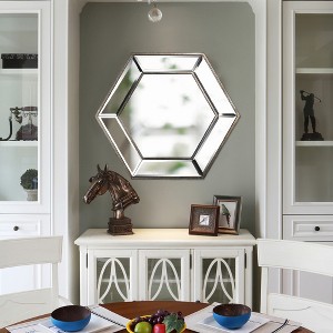 MAYEERTY 20" x 18" Hexagon Wall Mirror with Contemporary Glass Design, Home Decor Accent Mirror for Living Room, Entryway, Bedroom - 1 of 4
