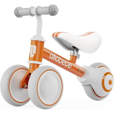 Allobebe Baby Balance Bike for Ages 1-3 – Adjustable Seat, Silent & Soft 3-Wheel Ride On, Orange