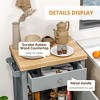 HOMCOM Utility Kitchen Cart, Rolling Kitchen Island with Smooth Rubberwood Top, Narrow Butcher Block Surface on Wheels with Storage Drawer & Cabinet - 4 of 4