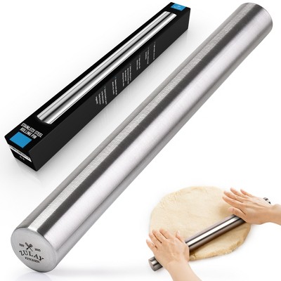 Zulay Kitchen Professional French Rolling Pin for Baking (16 inch), Top-Grade Stainless Steel, Light Weight, Easy to Roll Design