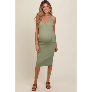 ribbed fitted maternity dress HATCH Collection The Odette Ribbed Midi Dress in Ivory