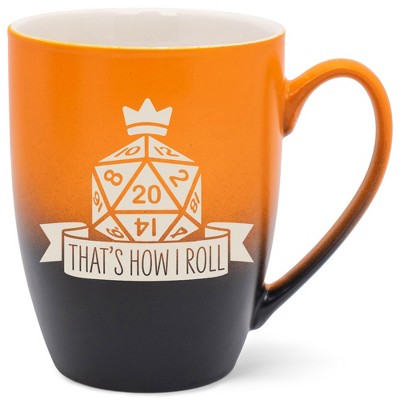 100 North Dice 10 Ounce Orange and Black Two Toned Ombre, Comfortably Fits Your Hands, Ceramic Tea Coffee Cup Mug, That's How I Roll