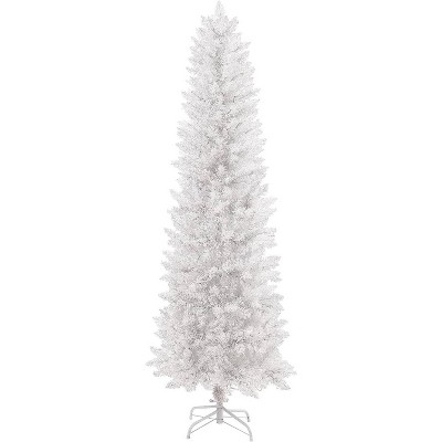 Clearance! 6FT White Pencil Christmas Tree, 250 LED Lights, 8 Modes, Slim Hinged Design, Space-Saving Decor