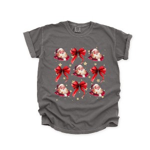 Simply Sage Market Women's Coquette Santa And Bow Chart Short Sleeve Garment Dyed Tee - 1 of 4