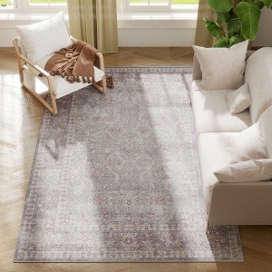 HOMCOM Machine Washable Area Rug, Non-Slip Traditional Flower Print Floor Carpet for Living Room, Bedroom, Dining Room - 1 of 4
