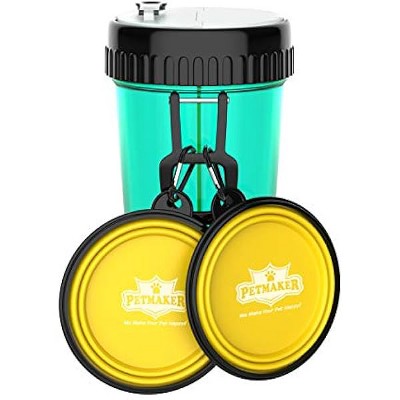 PETMAKER 3-in-1 Travel Pet Feeding Containers-Complete 5-PC Set of 2 Collapsible Bowls