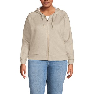 Lands' End Women's Serious Sweats Relaxed Long Sleeve Full Zip Hoodie Sweatshirt - 1 of 3