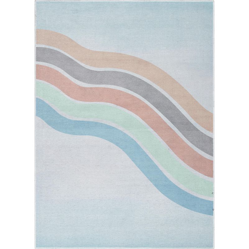 Well Woven Curved Rainbow Pastel Apollo Kids Collection Area Rug, 1 of 11